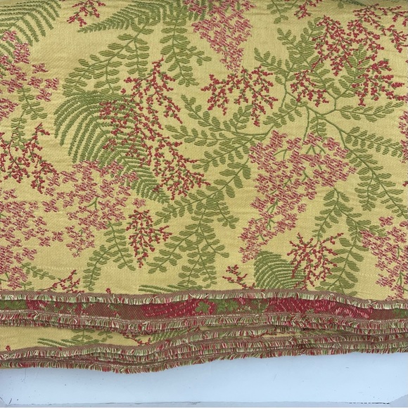 Upholstery Fabric-gold with ferns/flowers botanical design-uncut-6 yards-54” - Picture 3 of 9